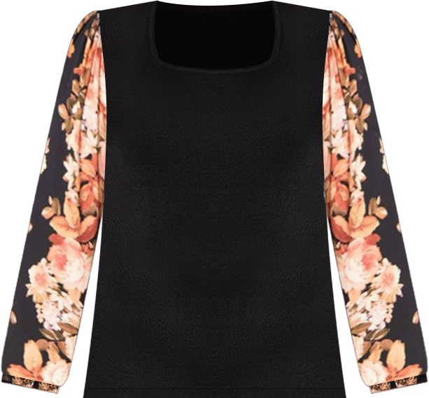 Women's May Contrast Floral Sleeve Sweater