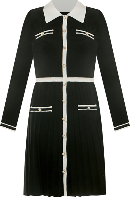 Women's Collared Button Front Sweater Dress