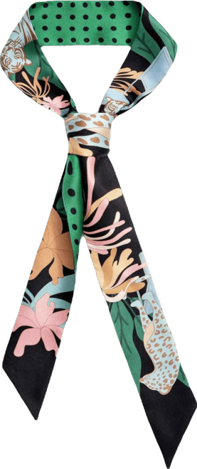 Silk Skinny Scarf Night Jungle Gathering