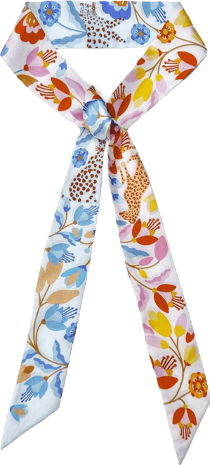 Silk Skinny Scarf Pink Blossom Jungle