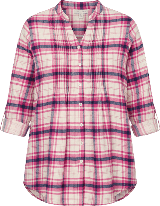 Women's Plus Size Pintucked Flannel Shirt