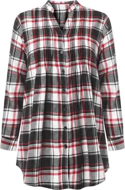 Women's Plus Size Pintucked Flannel Shirt
