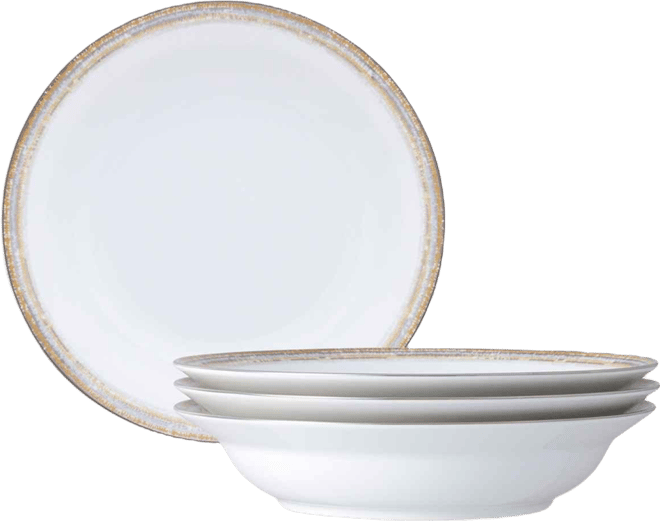 Raylan Rim Dinner Bowls, Set of 4, Service For 4