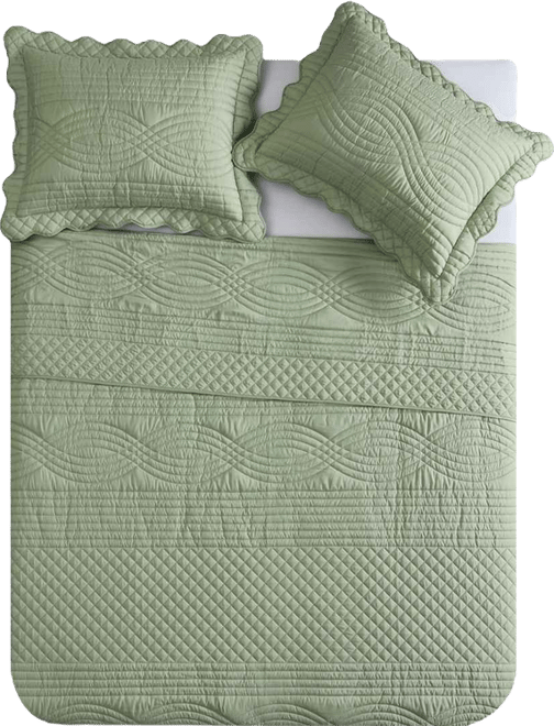 Scallop Microfiber 3-Pc. Quilt Set, King