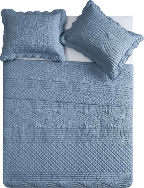 Scallop Microfiber 3-Pc. Quilt Set, King