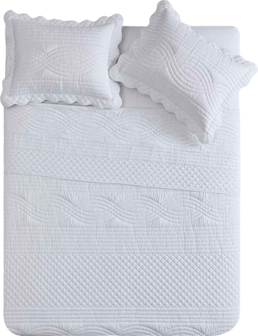 Scallop Microfiber 3-Pc. Quilt Set, Full/Queen