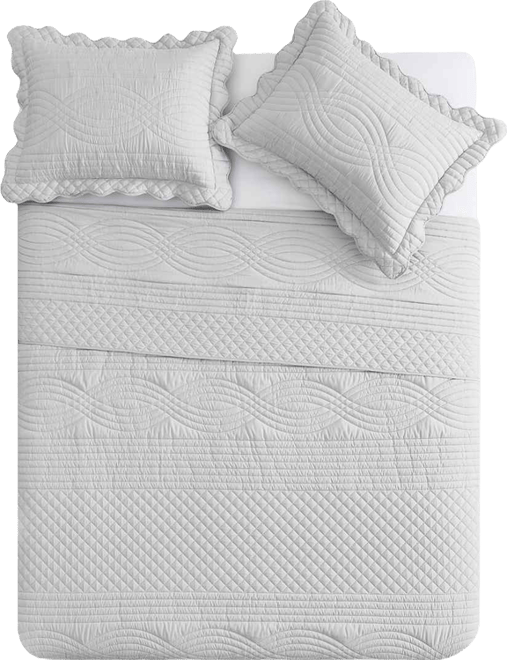 Scallop Microfiber 3-Pc. Quilt Set, Full/Queen