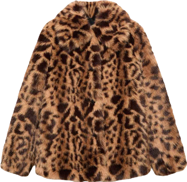 Women's Fur-Effect Leopard-Print Coat