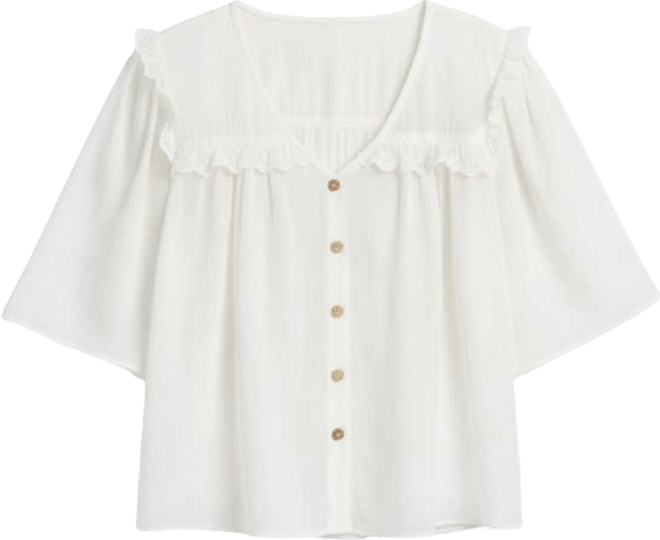 Juniors' Resort Solid Crinkle V-Neck Top