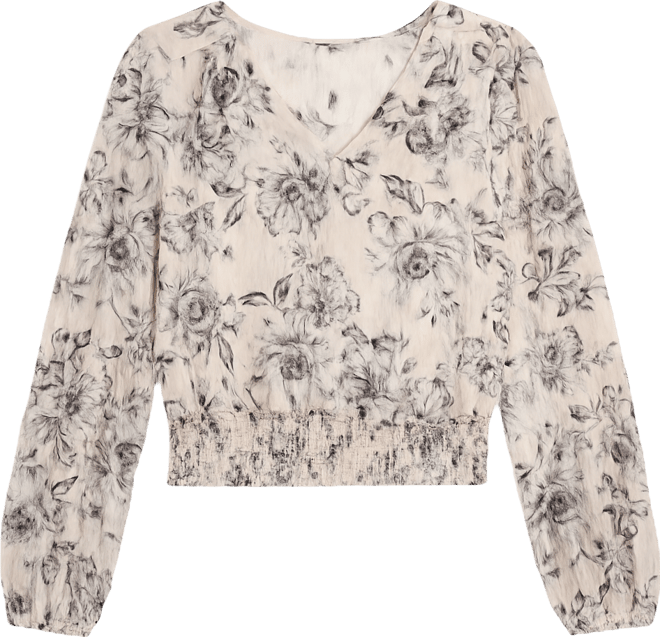 Juniors' Sheer Long-Sleeve Top