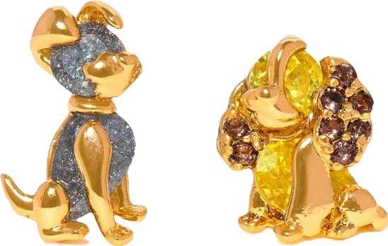 Crystal Gold Plated Disney Lady and the Tramp Stud Earrings