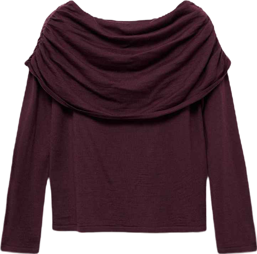 Women's Draped Neckline Fitted Sweater