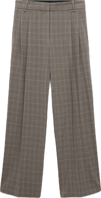 Women's Wide-Leg Check Suit Pants