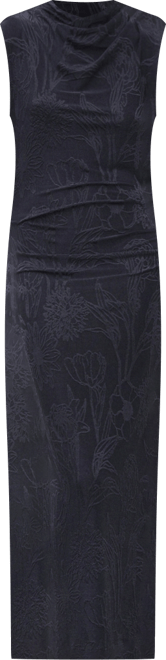 Women's Draped Collar Embroidered Dress