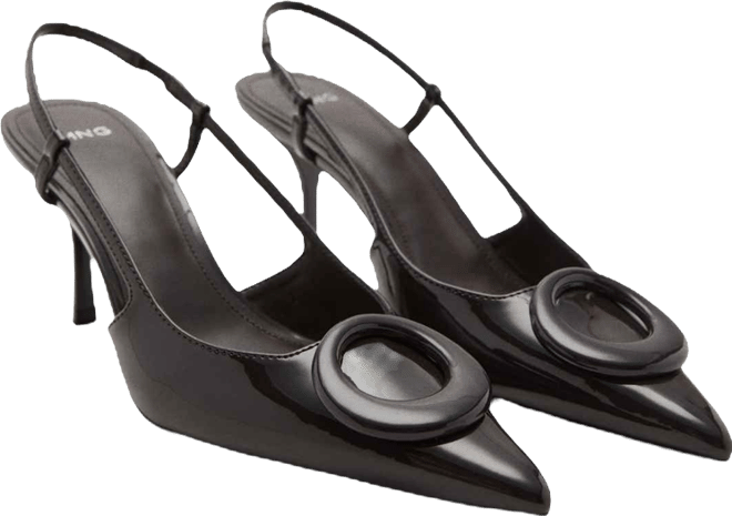 Women's Patent Leather Ring Detail High-Heeled Shoes