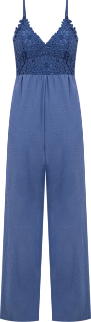 Juniors' Crochet-Bust Sleeveless Jumpsuit