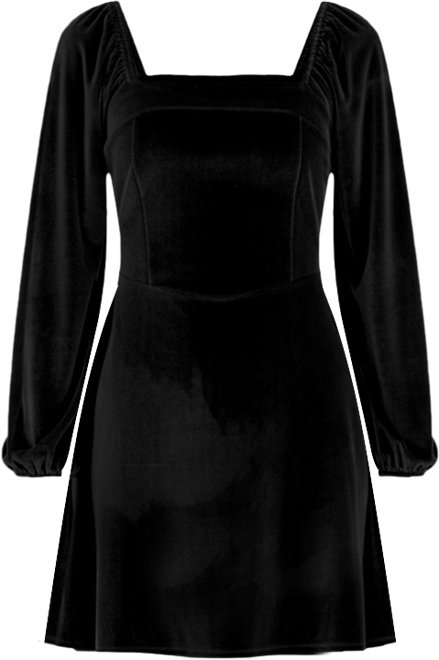 Juniors' Long-Sleeve Velour Square-Neck Mini Dress