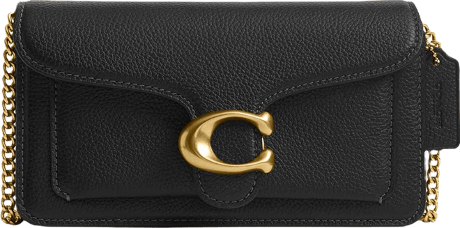 Polished Pebbled Leather Tabby Chain Crossbody Bag