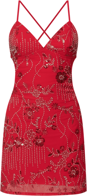 Women's Annalee Backless Beaded Chiffon Mini Dress