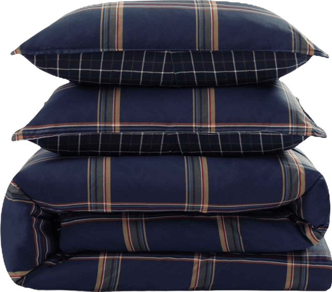 Beacon Plaid Cotton 3-Piece Comforter Set, Full/Queen