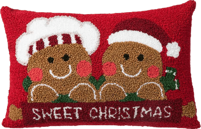 Christmas Gingerbread Man Shaped Pillow, 15" x 11"