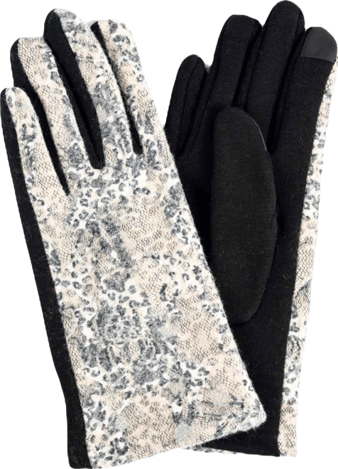 Women's Leopard Mixed Media Jersey Touchscreen Glove
