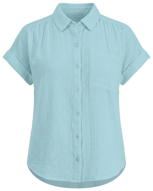 Petite Cotton Gauze Camp Shirt, Created for Macy's