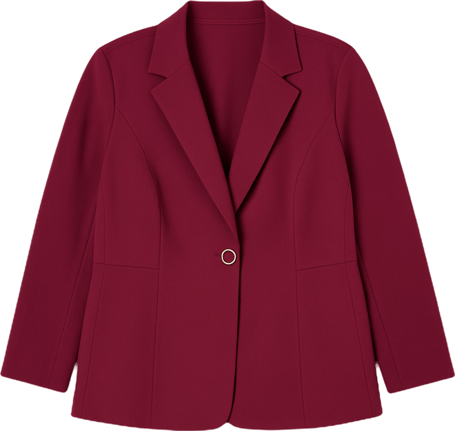 Plus Size Notched Collar One-Button Blazer