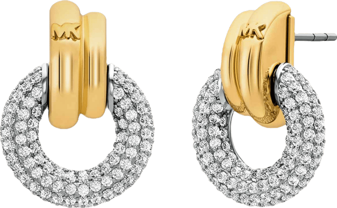 Two Tone Pave Torus Drop Earrings