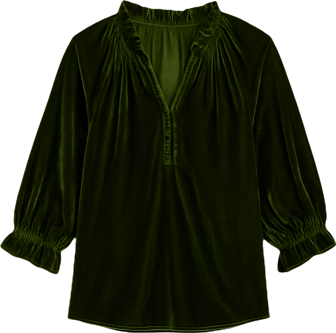 Petite 3/4-Sleeve Pull-On Velvet Top