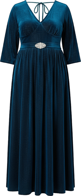 Plus Size 3/4 Sleeve Batwing Maxi Dress