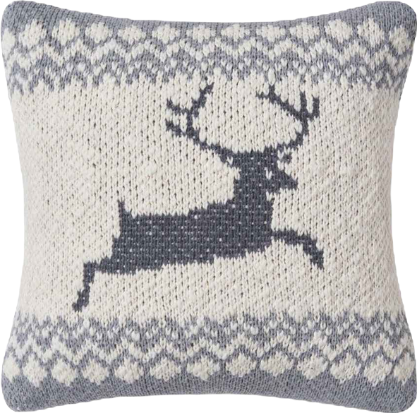 10" X 10" Leaping Deer Knitted Pillow Decor Decoration Christmas Knitted Petite Accent Throw Pillow