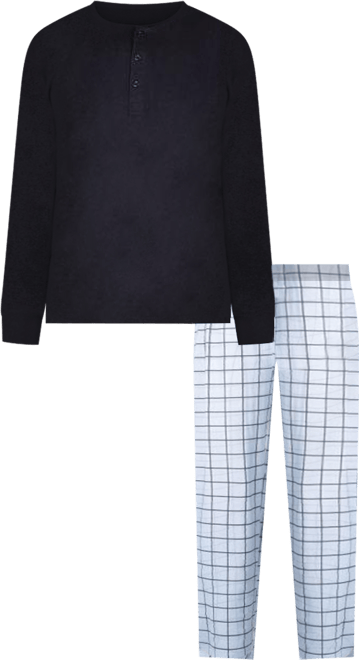 Sleep Hero Men's Henley Neck Knit Pajama Set