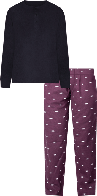 Sleep Hero Men's Henley Neck Knit Pajama Set