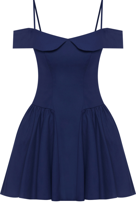 Juniors' Sweetheart Spaghetti-Strap Cold-Shoulder Twill Fit & Flare Dress