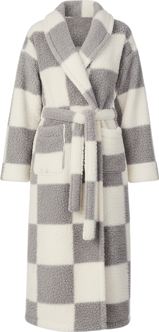 Women's Ultra-Cozy Belted Check Wrap Short Robe