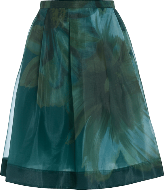 Plus Size Pleated Organza Midi Skirt