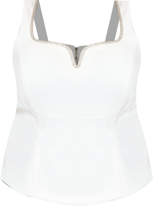 Plus Size Embellished Sweetheart Neck Top