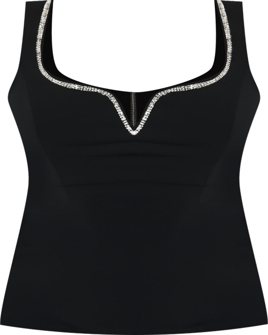 Plus Size Embellished Sweetheart Neck Top