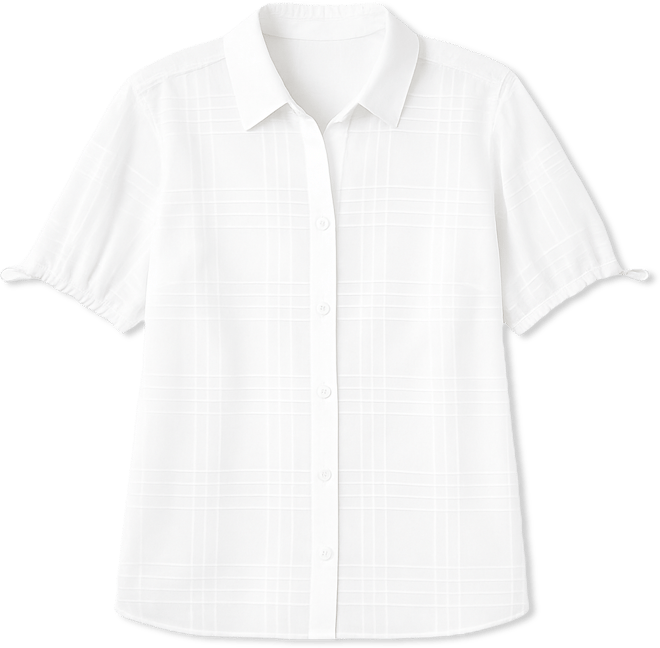 Women's Windowpane Bungee-Sleeve Camp Shirt