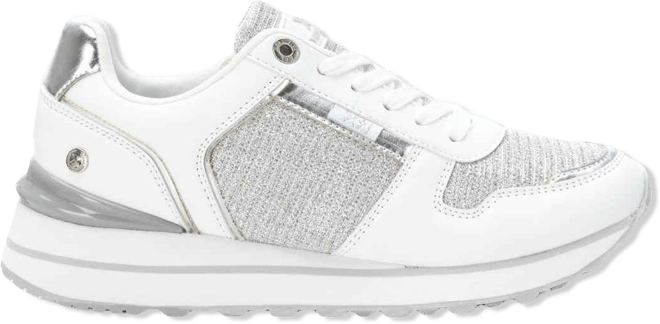 Women's Casual Sneakers By White With Silver Accent
