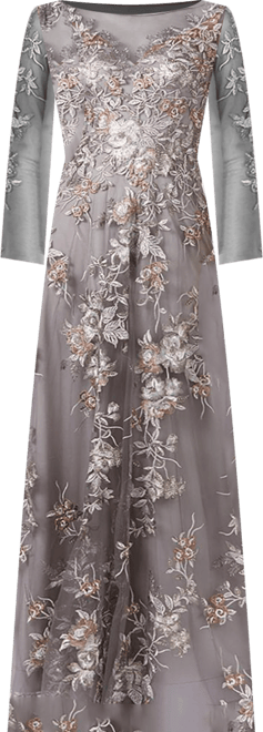 Women's Long Flutter Sleeves Beaded Dress