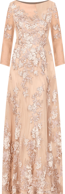 Women's Long Flutter Sleeves Beaded Dress