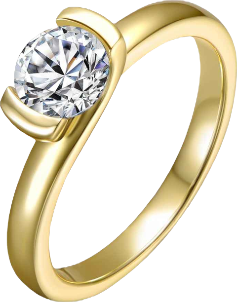 14k Gold Plated with Clear Cubic Zirconia Solitaire Ring