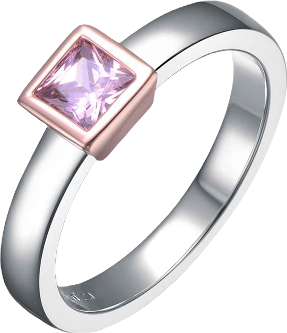 Two Tone with Colored Cubic Zirconia Ring