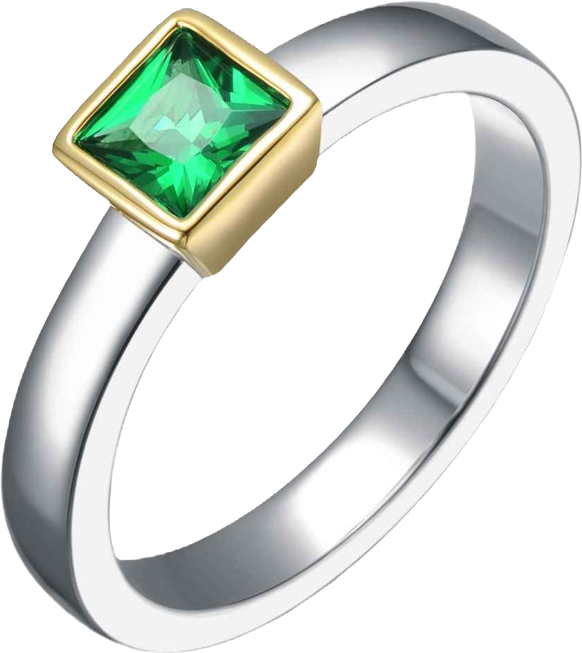 Two Tone with Colored Cubic Zirconia Ring