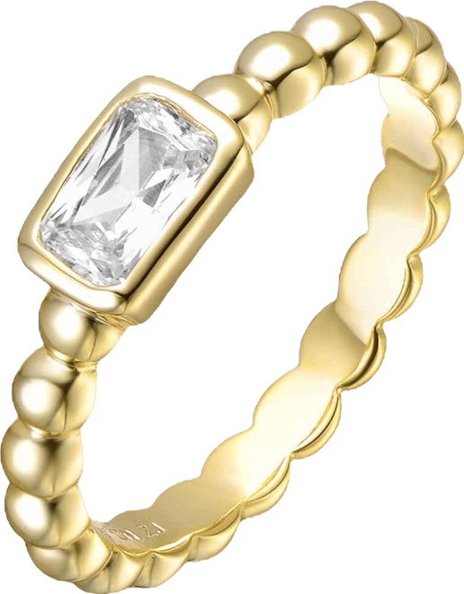 14K Gold Plated with Clear Cubic Zirconia Statement Ring