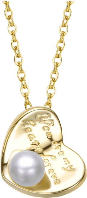 14K Gold Plated with Mother of Pearl Heart Design Pendant Necklace Engraving: “You are my heart forever”