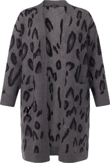Plus Size Animal Print Long Cardigan