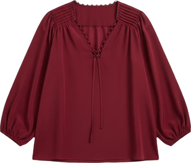 Women's Scallop Trim Peasant Blouse